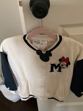 Zara Disney  Minnie Mouse Embroidered Bomber Jacket